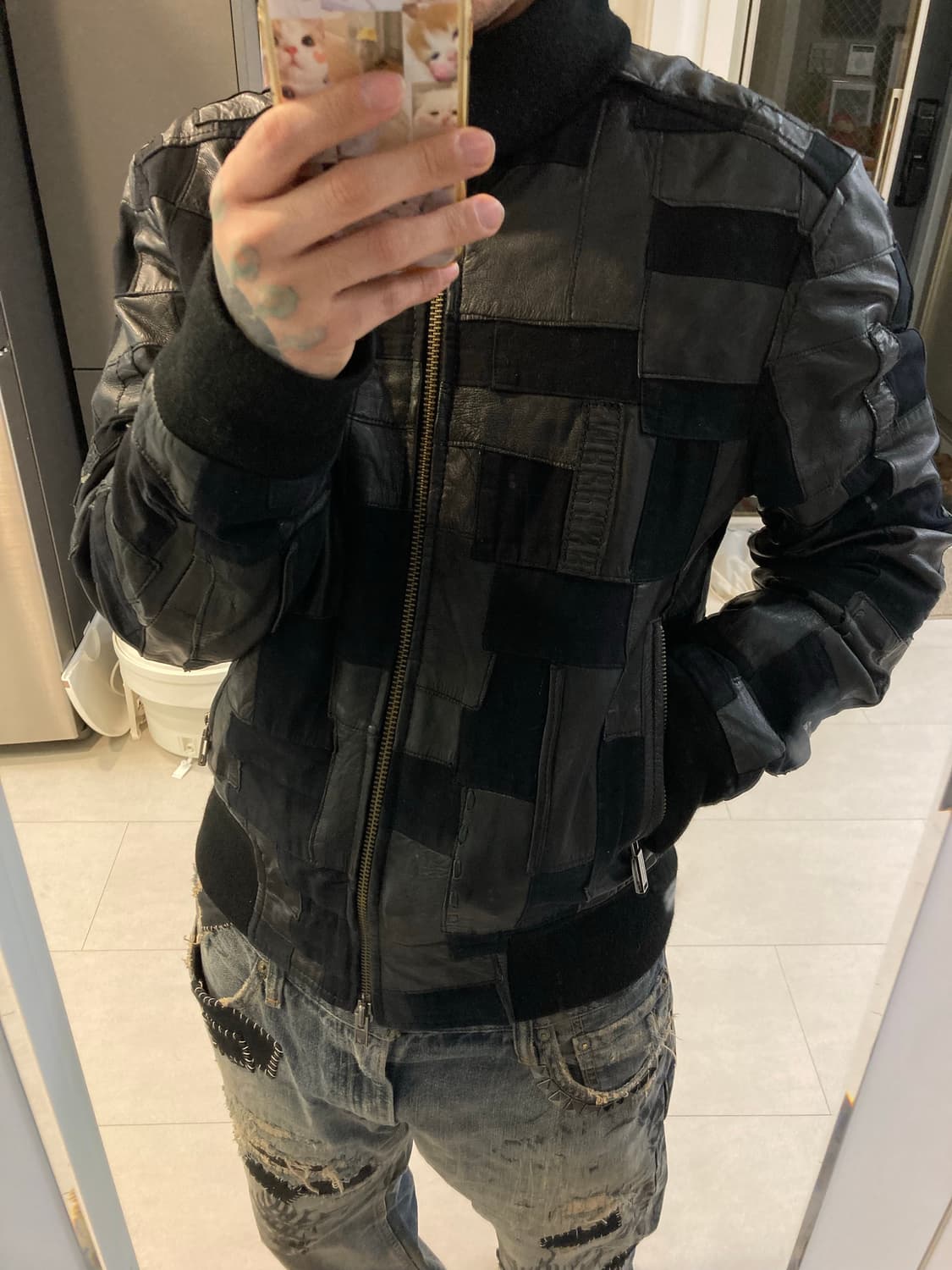 딕 비켐버그 패치워크 가죽 자켓 상품이미지9