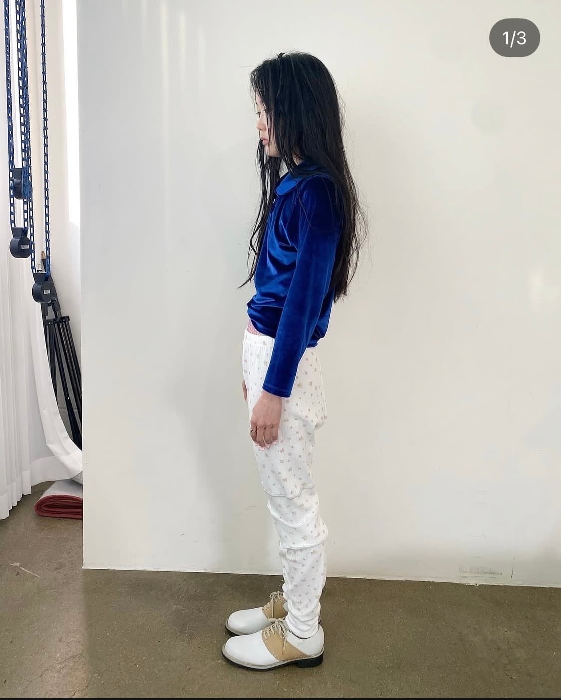 velvet round collar blouse (royal blue) 상품이미지2