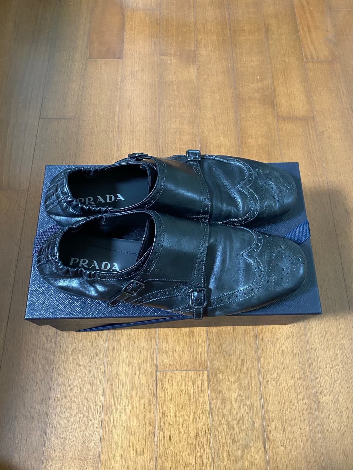 [UK10, 290] 프라다 더블몽크 스트랩 슈즈 블랙 상품이미지2