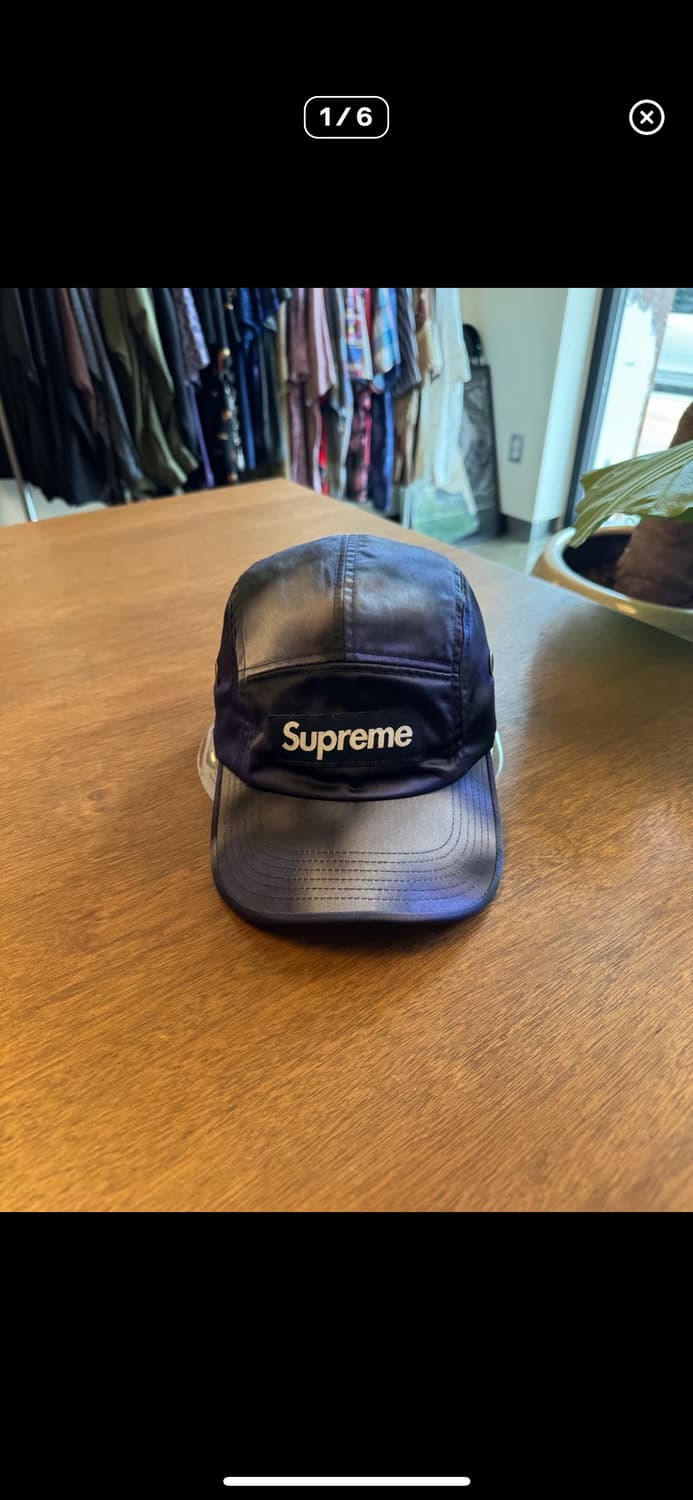 [OS] 슈프림 박스로고 워시드 사틴 블루 카모 캠프 캡 상품이미지1