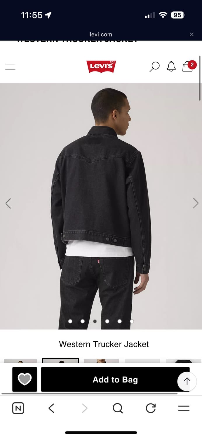 리바이스 웨스턴 트러커, 블랙 데님 L 사이즈 상품이미지2