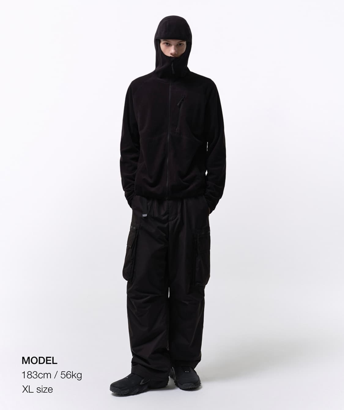 [무신사 스탠다드] 시티 레저 그리드 바라클라바 후드 집업 (블랙/L) 상품이미지1