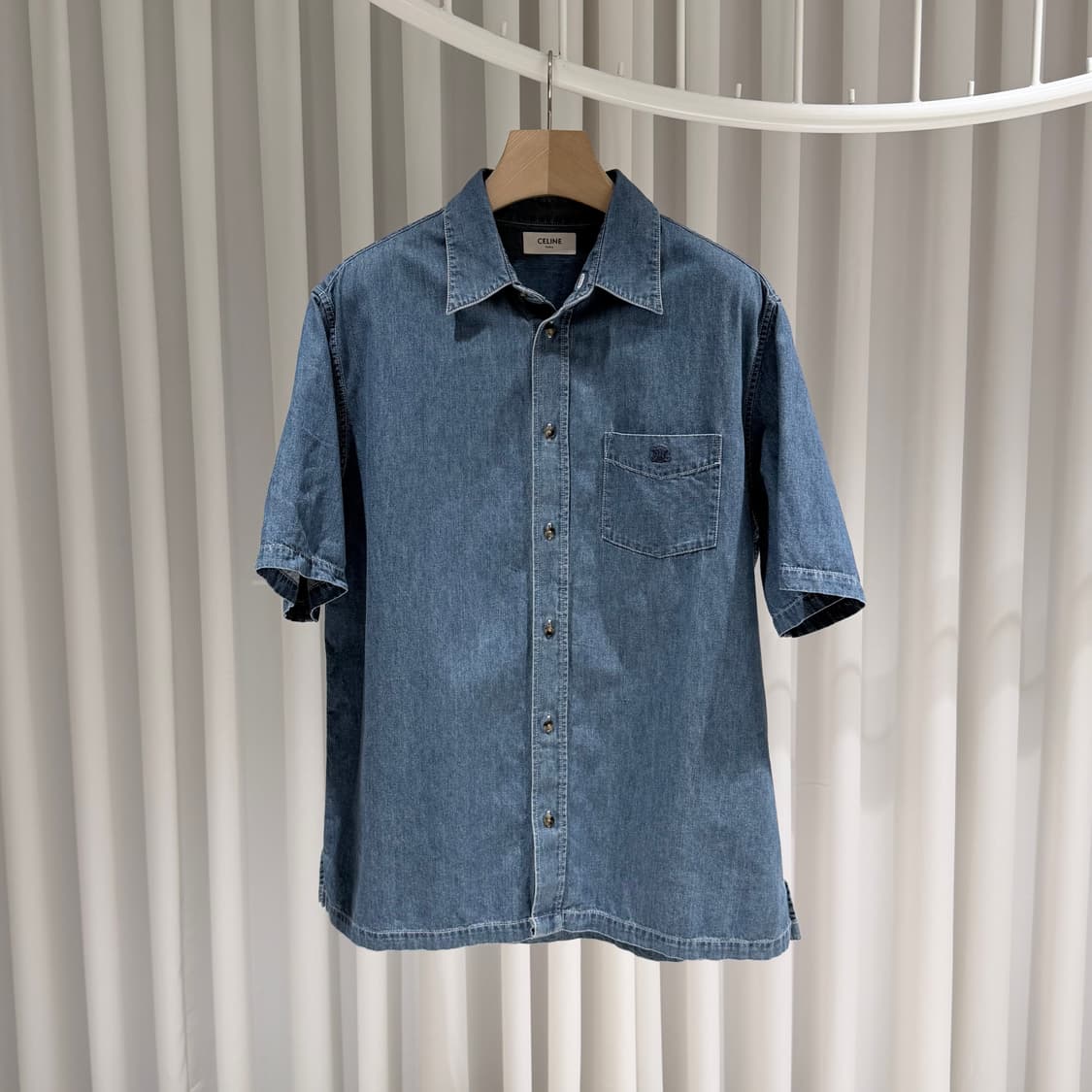(A+/M) / 셀린느 로고 코튼 데님 유니언 오션 워시 반팔 셔츠 상품이미지1