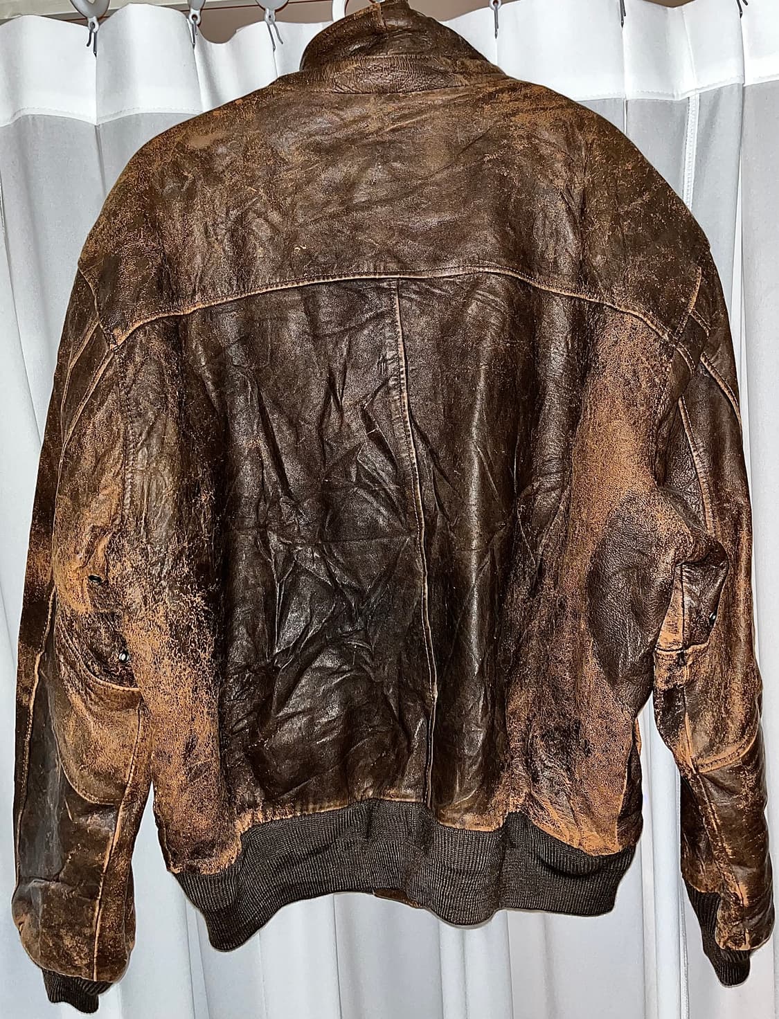90s distressed brown leather jacket 상품이미지2