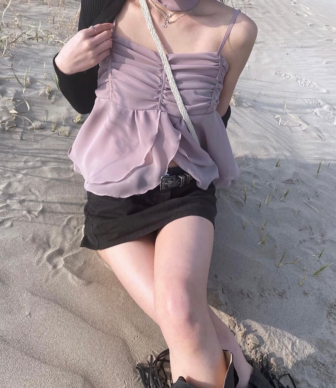 angelnumber555 엔젤넘버파이브 튤립 슬리브리스 블라우스 M 상품이미지3