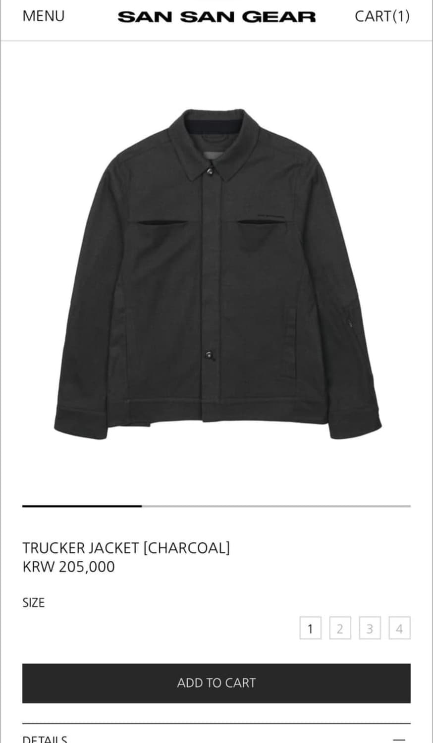 산산기어 트러커 자켓 차콜 상품이미지1