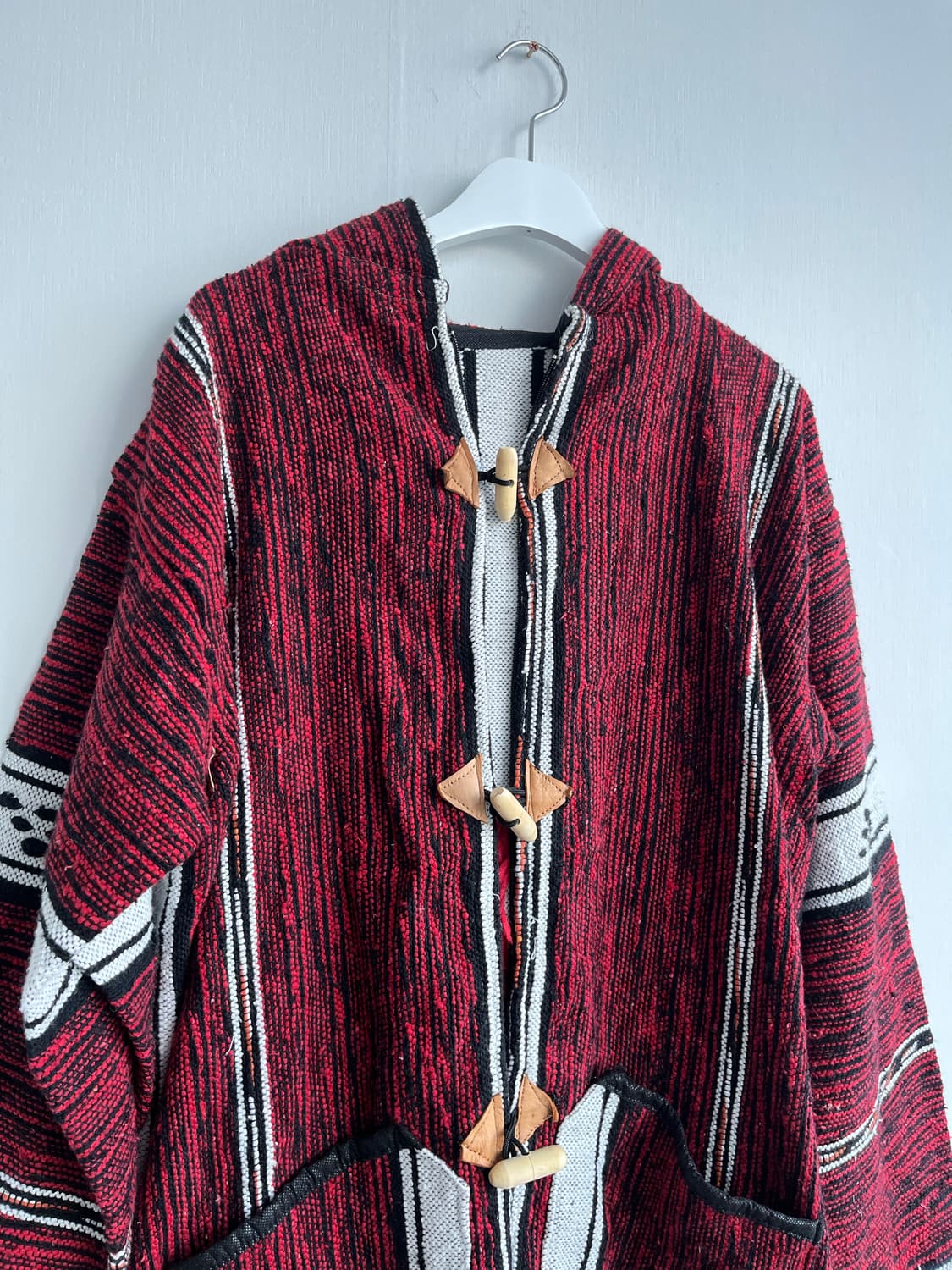 레드 에스닉 우븐 토글 후드 자켓 상품이미지3