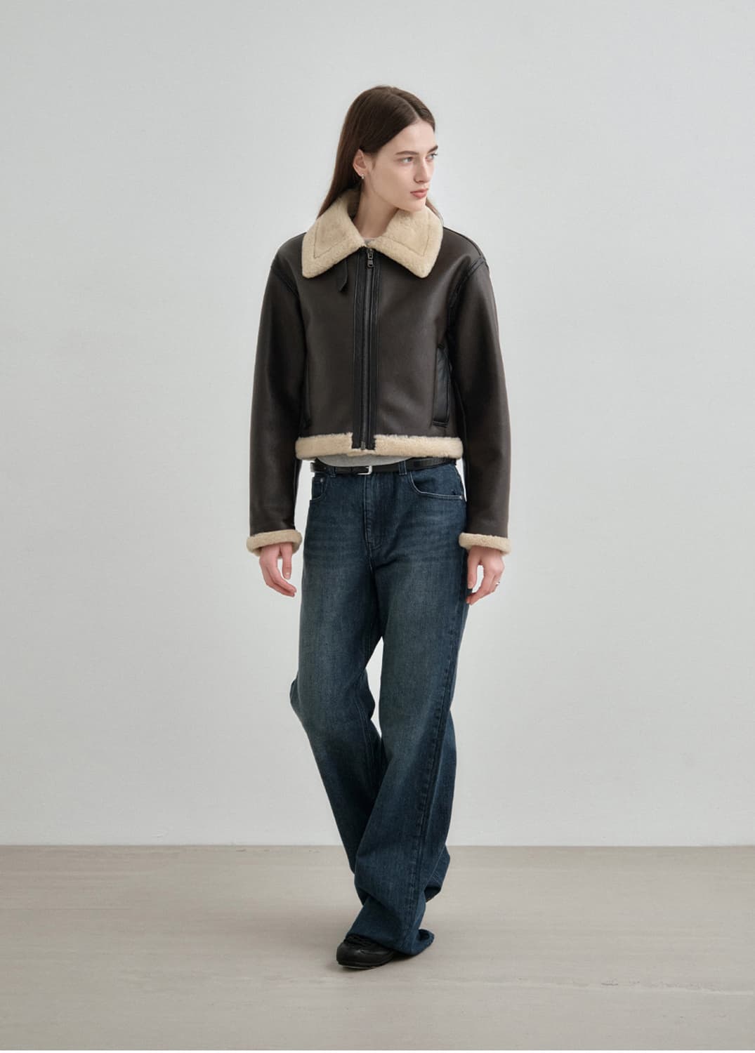 몽돌 페이크 퍼 무스탕 자켓 브라운 상품이미지3