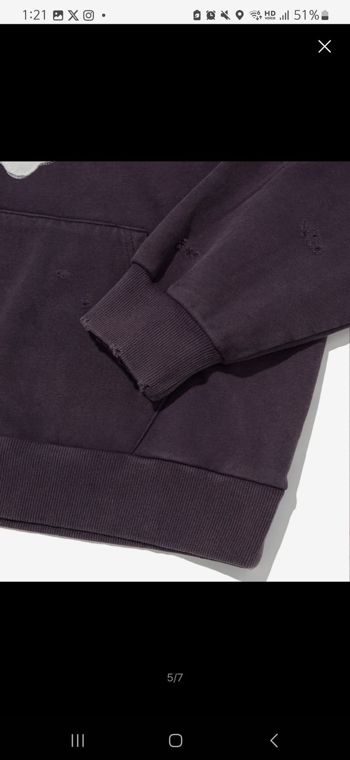 스웨이드 후드티 CROSS HOODIE PUPLE 상품이미지5