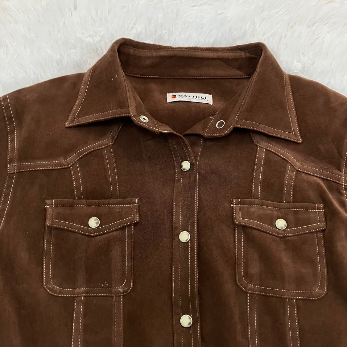 빈티지 카우 웨스턴 브라운 버튼 셔츠 y2k 스트릿 갸루 펑키 일본빈티지 상품이미지4