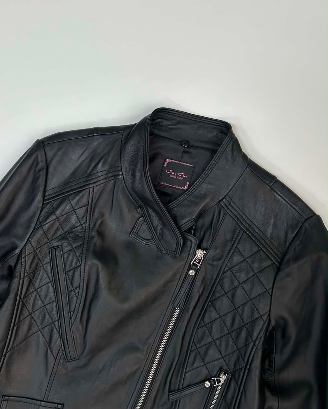 Vintage lambskin 이태리 가죽 라이더 자켓 상품이미지3