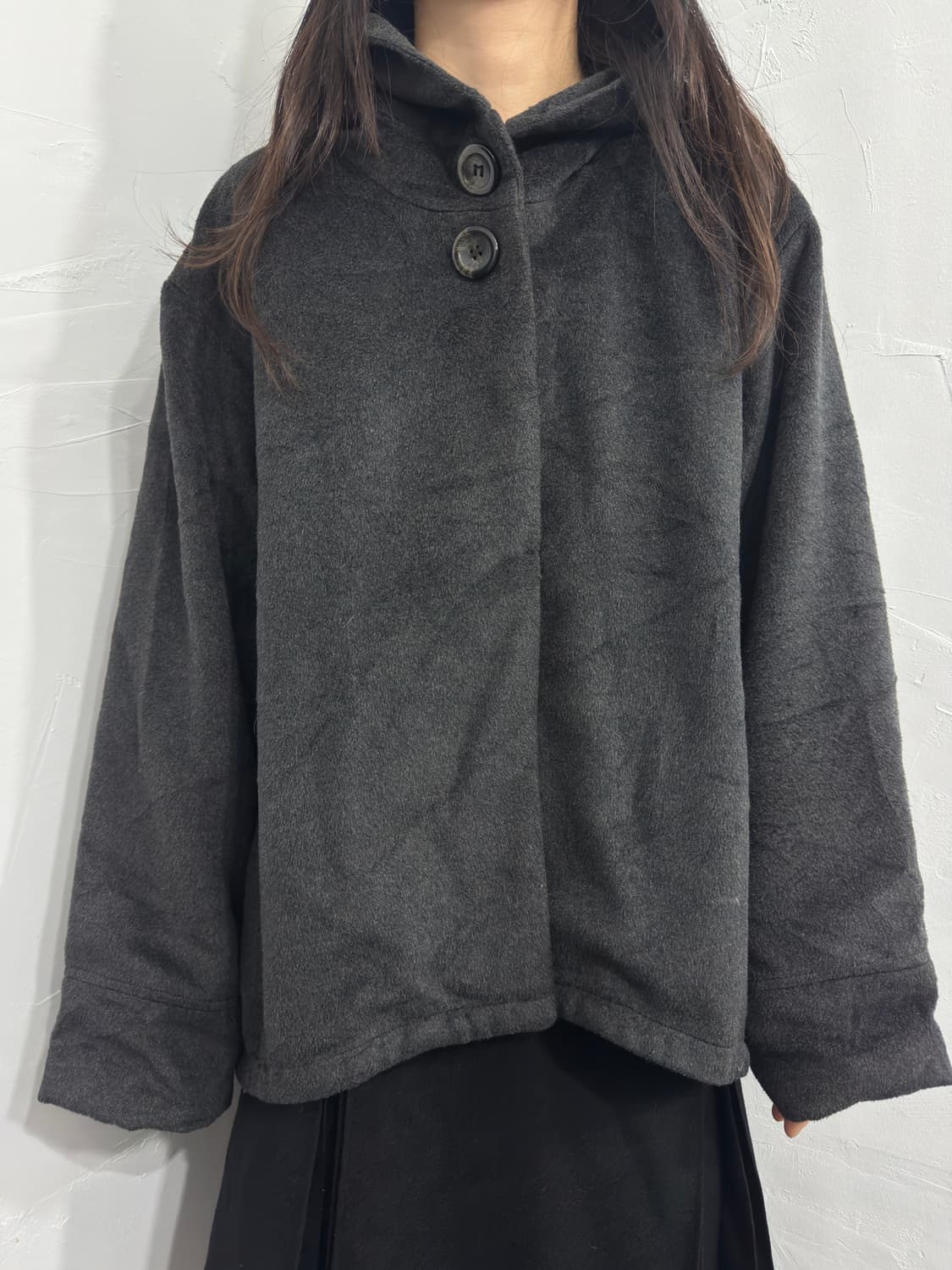 gray button hood jacket 상품이미지3