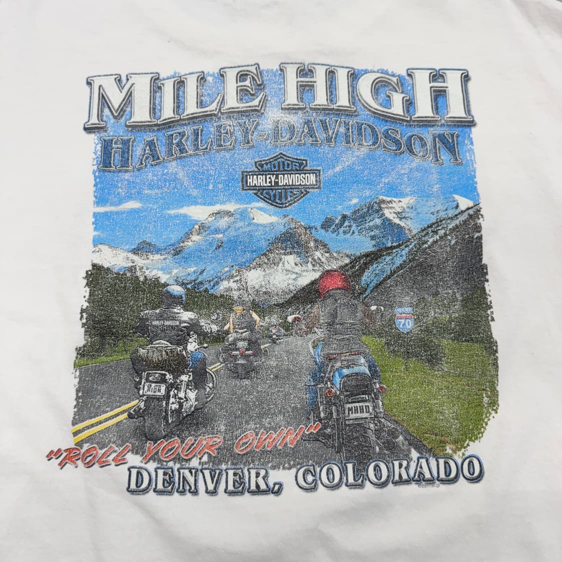 할리데이비슨 빅로고 빈티지 바이크 그래픽 롱슬리브 긴팔 티셔츠 화이트 상품이미지5