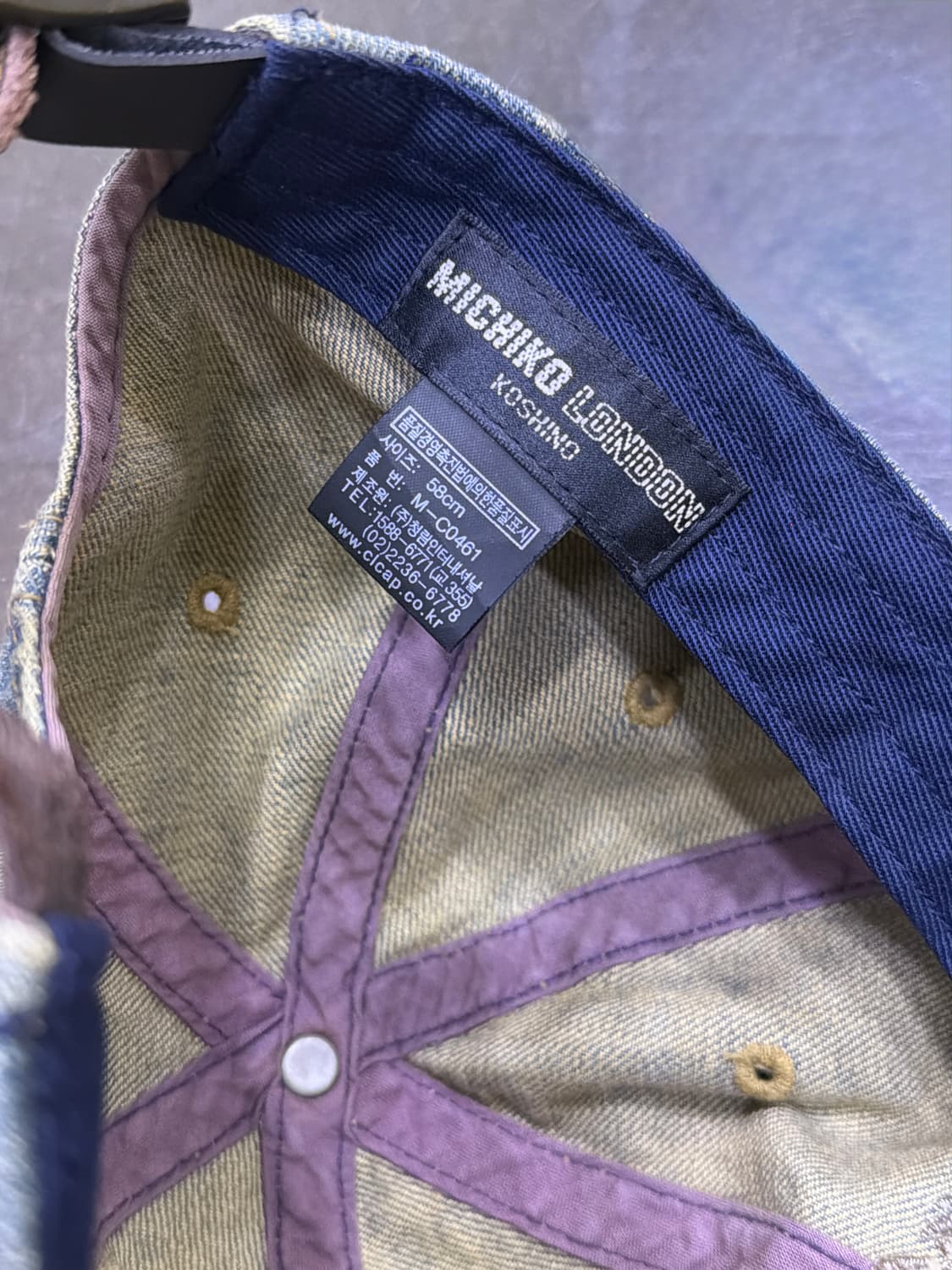 미치코런던 빈티지 86 자수 데님 가죽벨트 볼캡 모자 상품이미지6