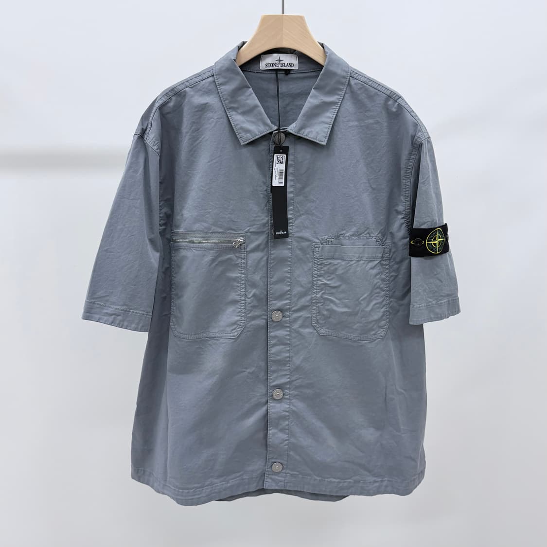 [미사용/2XL] 스톤아일랜드 수피마 코튼 트윌 반팔 오버셔츠 상품이미지1