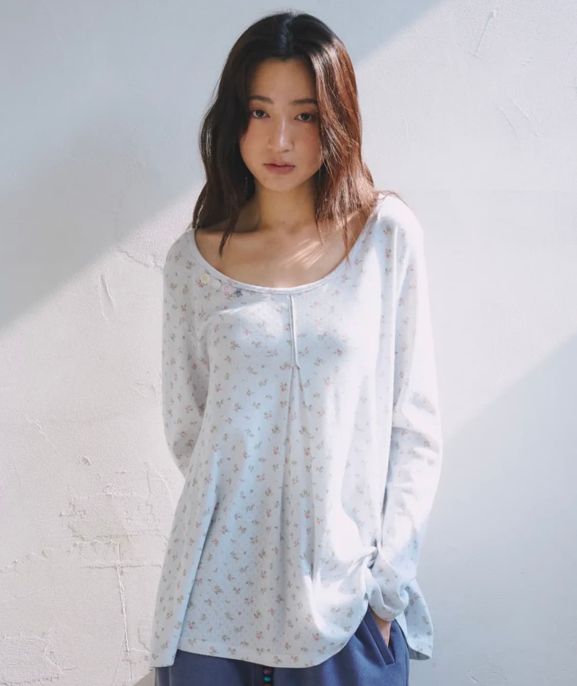 오피쉬 플로랄 긴소매 티셔츠 스카이블루 상품이미지1