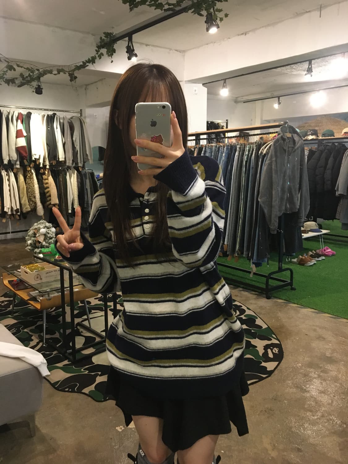 썸웨어버터 스트라이프 니트 네이비 상품이미지5