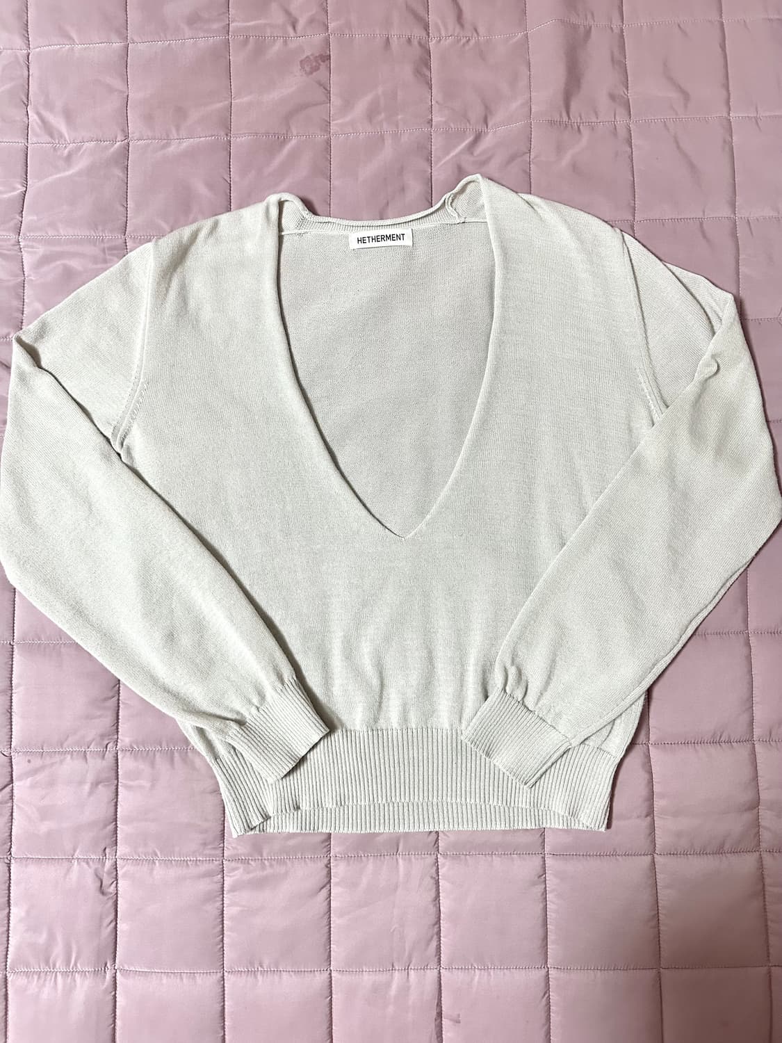 헤더먼트 v neck layered knit(soy milk) 상품이미지3