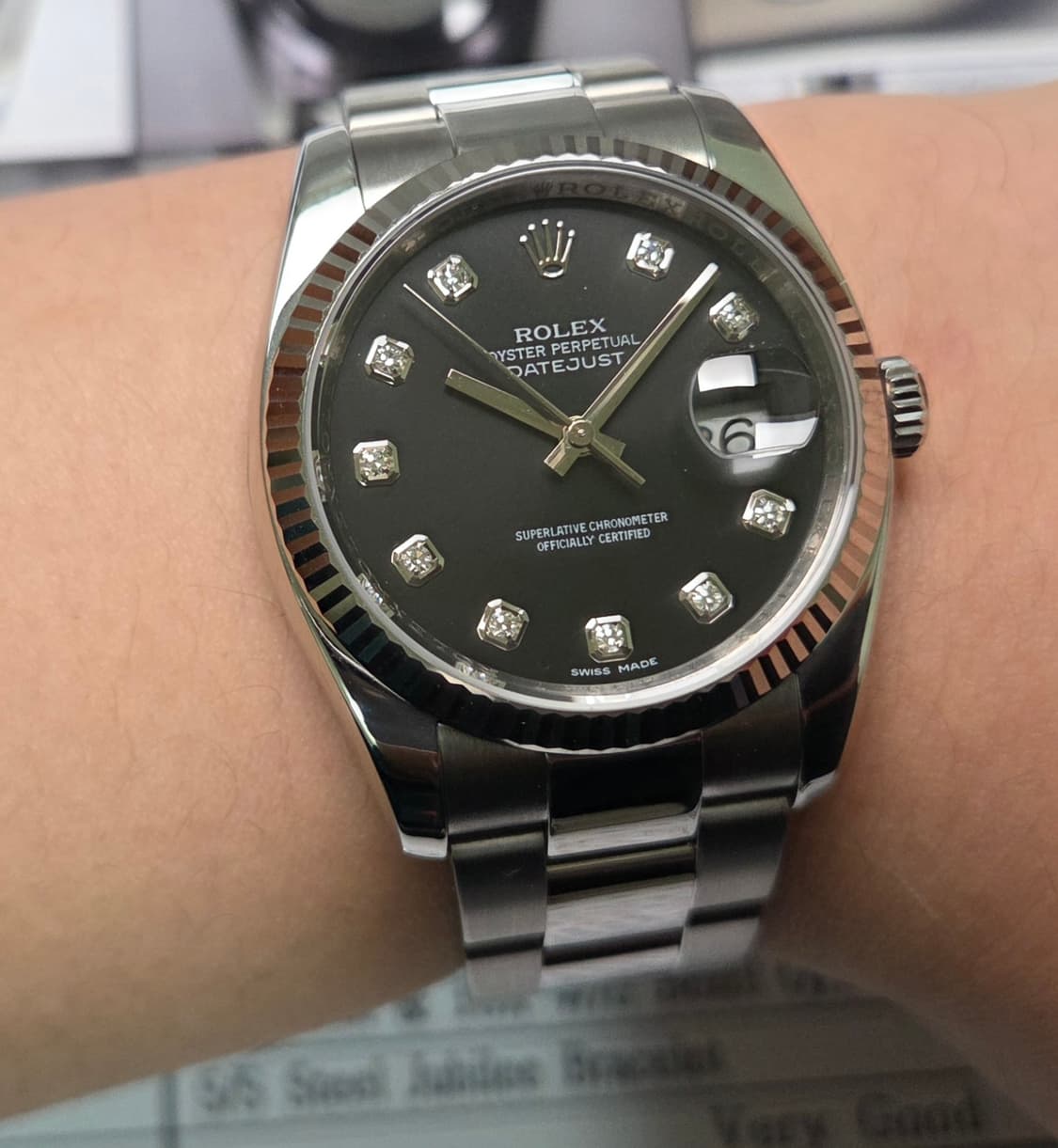 롤렉스 데이저스트 116234 블랙 10P다이아(검텐포) WG플루티드베젤 상품이미지10