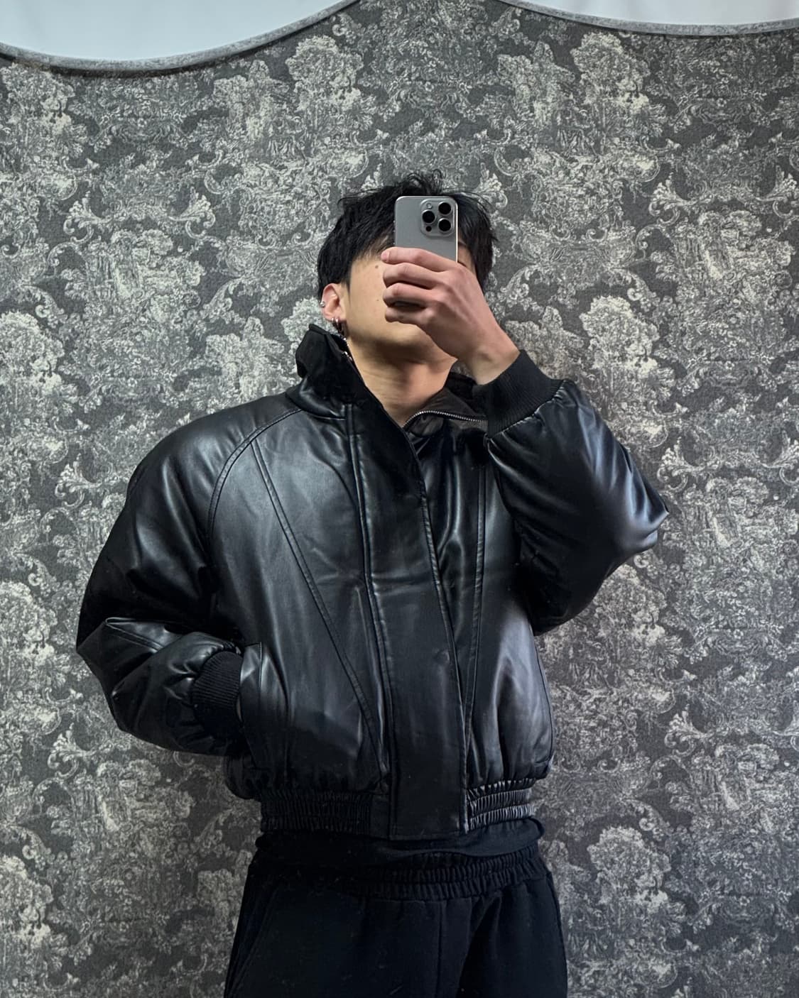 하이넥 푸퍼 비건레더 패딩 상품이미지1