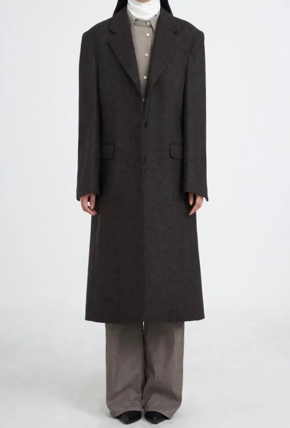 유스 체스터필드 코트 브라운 S 상품이미지1