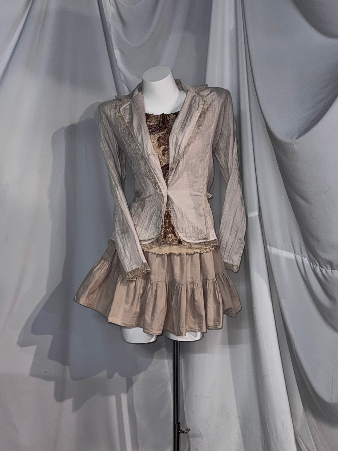 베이지 빈티지 그런지 오리엔탈 히피 모리 코디세트  상품이미지4