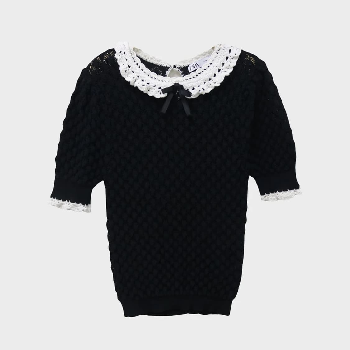 자라 발레코어 레이스 포인트 반팔 니트 62245 상품이미지1