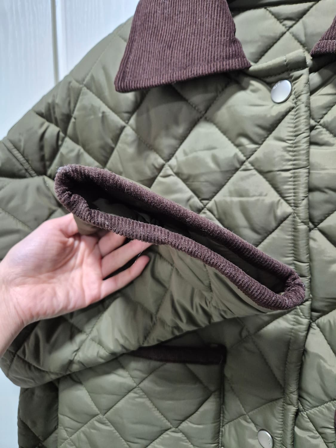 (세일)(새상품)ORO 오로 퀼팅 코듀로이 자켓 카키 상품이미지3