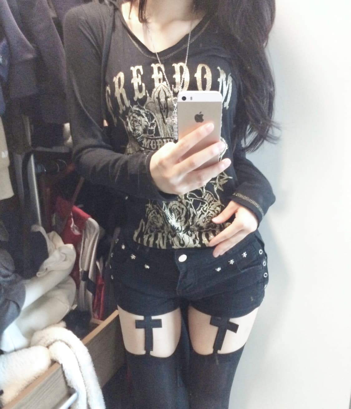 punk longsleeve 00s펑크 후드 고딕 십자가 롱슬리브 y2k 상품이미지2