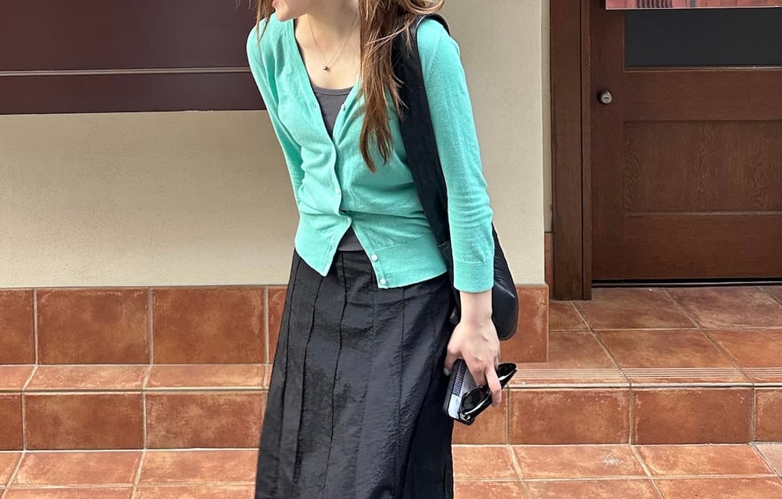 빈티지 민트 7부 가디건 상품이미지1