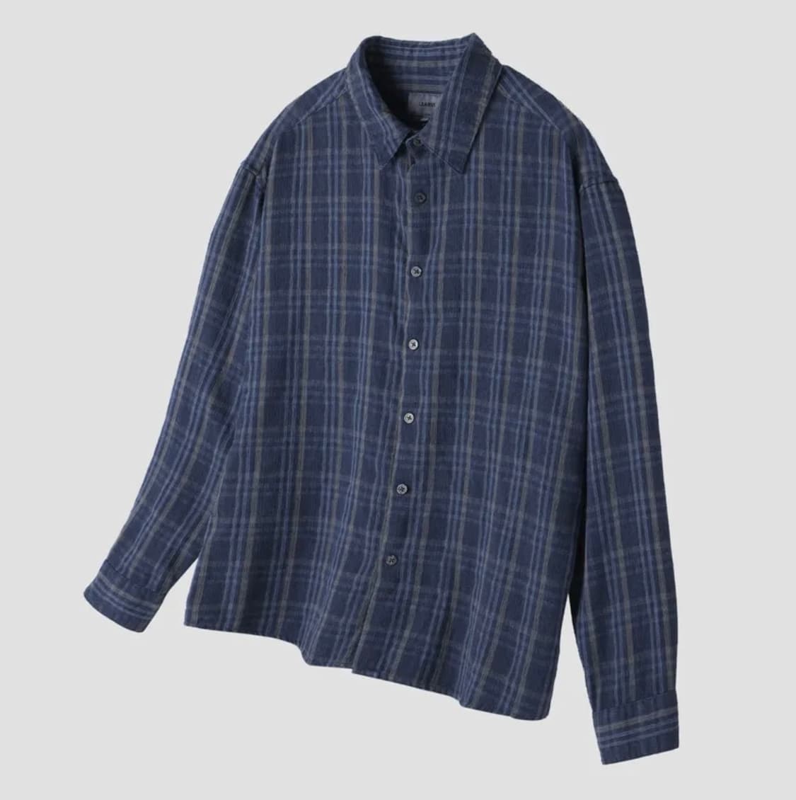 르아브 다이드 스트라이프 체크 셔츠 블루 상품이미지2
