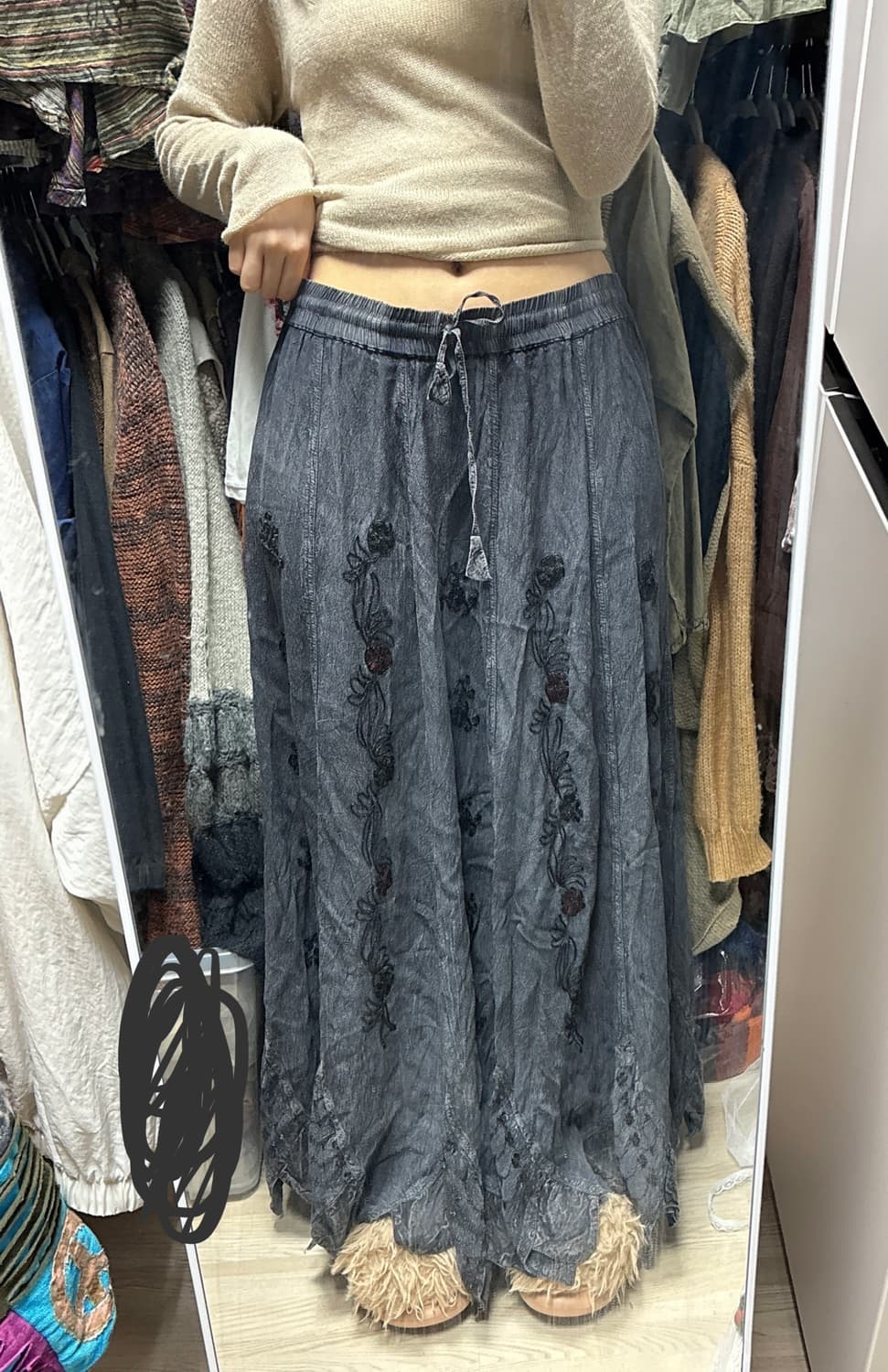 빈티지 그런지 히피 롱 스커트 상품이미지3