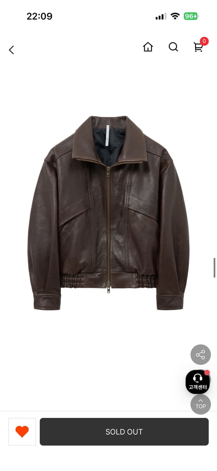 새상품25FW) 노이어 KKST 앤틱 카우 레더 하이넥 블루종/50브라운 상품이미지4