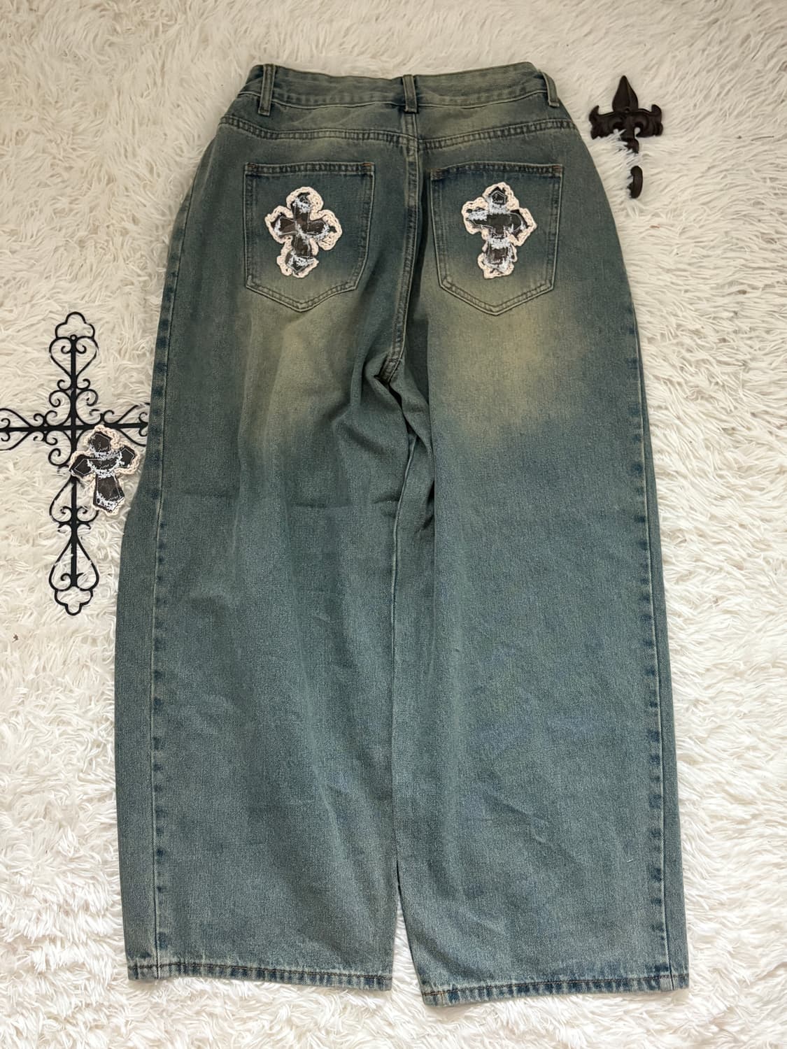 • hurtmade denim cross patch wide denim  상품이미지2