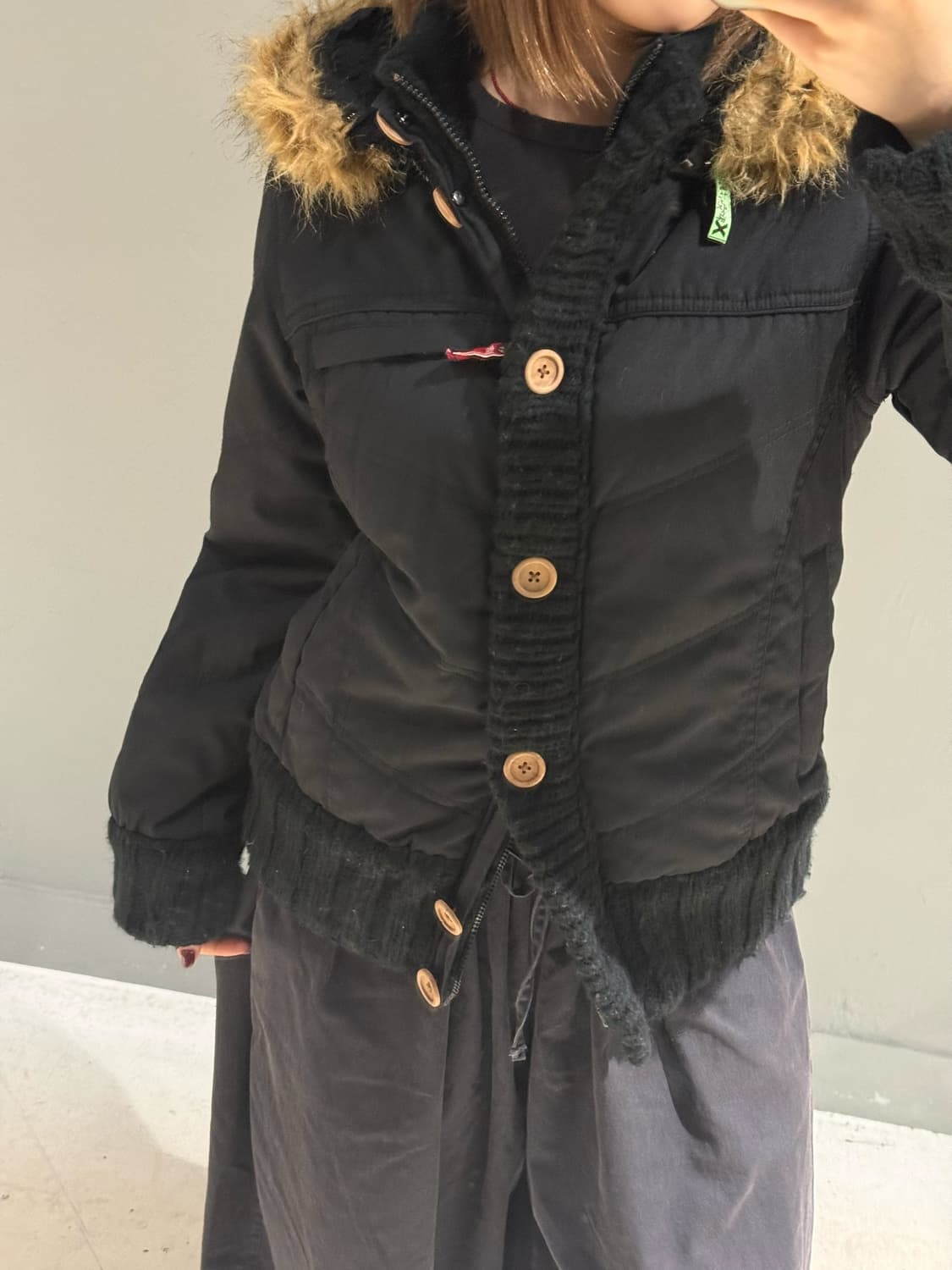 button-up point fur trimming padding 상품이미지5