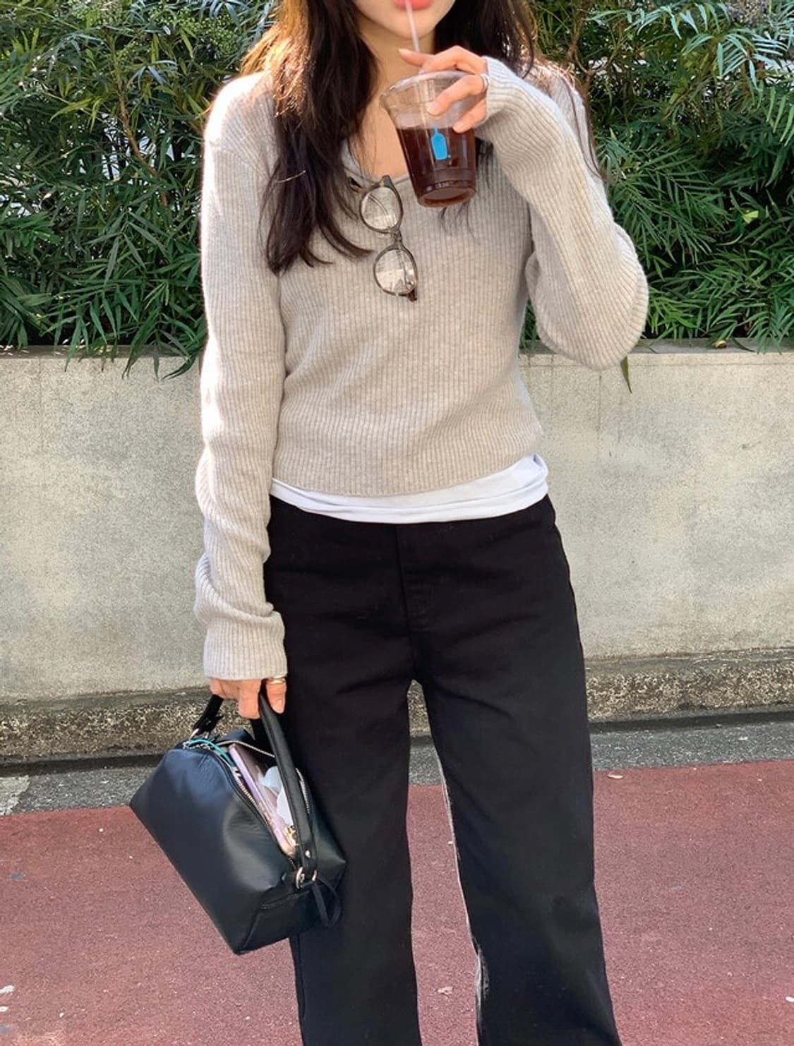 언더비 Favor 여리핏 골지 크롭 니트 얼티밋그레이 상품이미지3