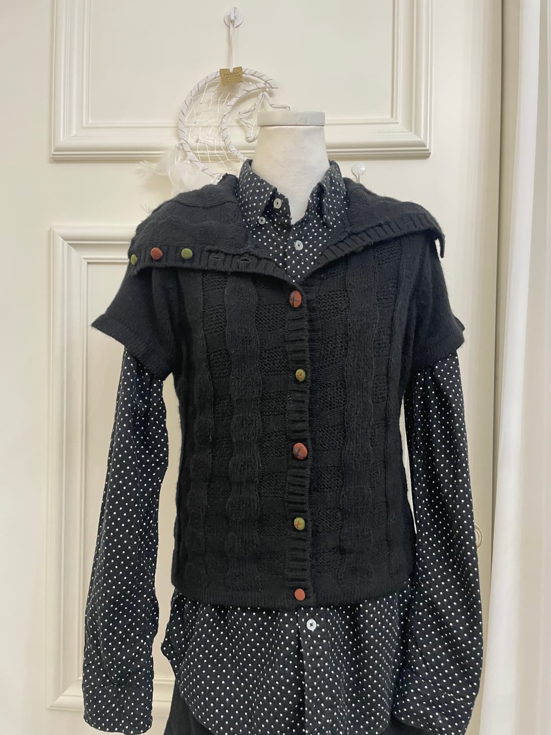 black mori twist half collar cardigan 상품이미지5