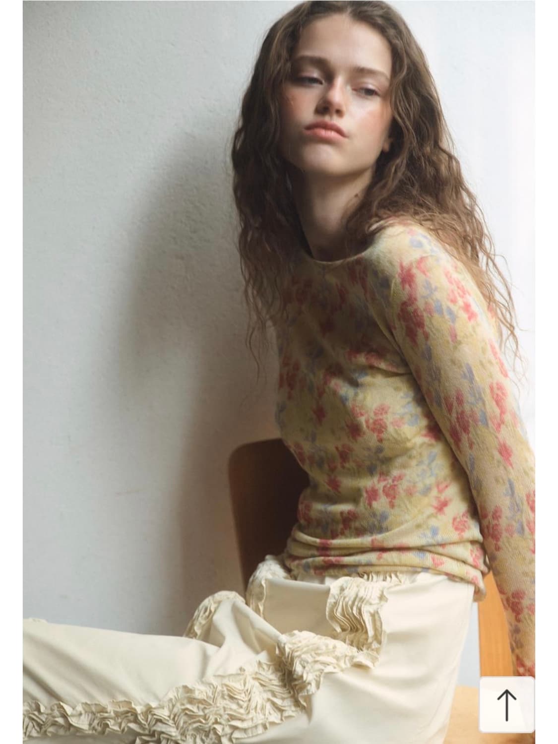 (1회착용) 자라 플로럴 패턴 니트 탑 _ M 상품이미지1