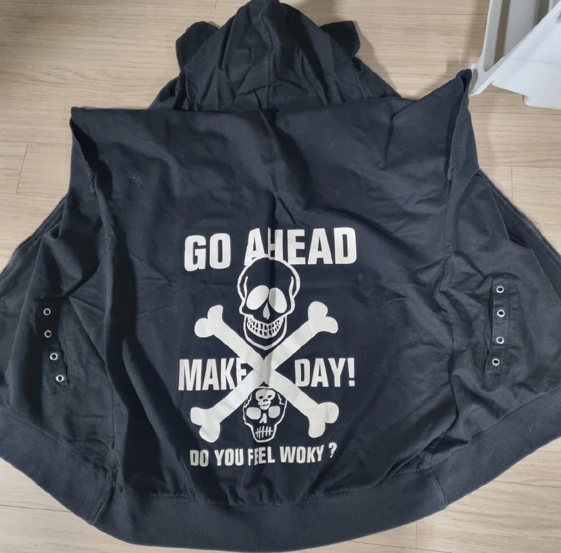 Y2k 펑크 블랙 후드 조끼 상품이미지3