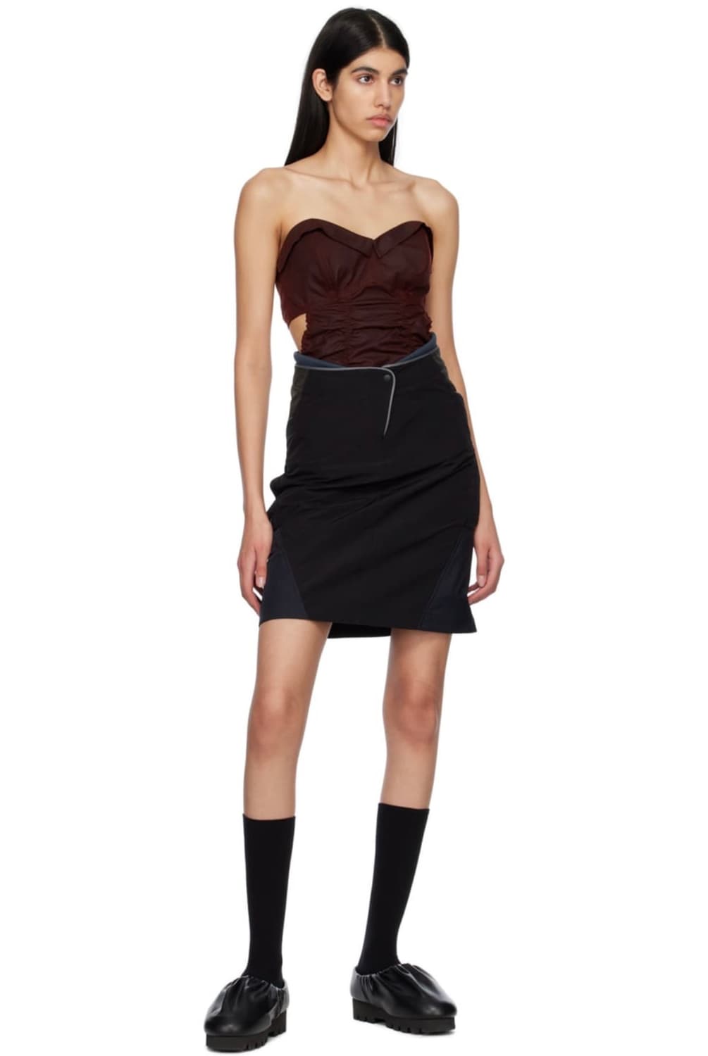Hyein seo 혜인서 패널 미디 스커트 블랙 상품이미지1