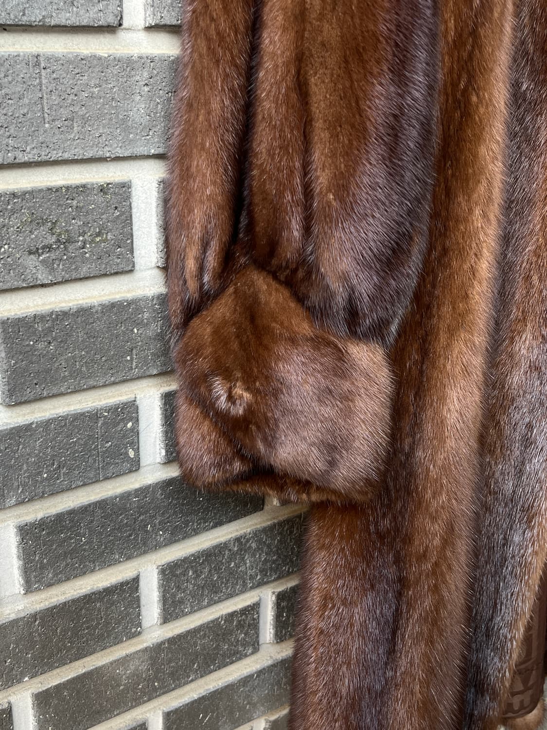 90s Genuine Mink 천연 밍크 롱 코트 마호가니 브라운 상품이미지7