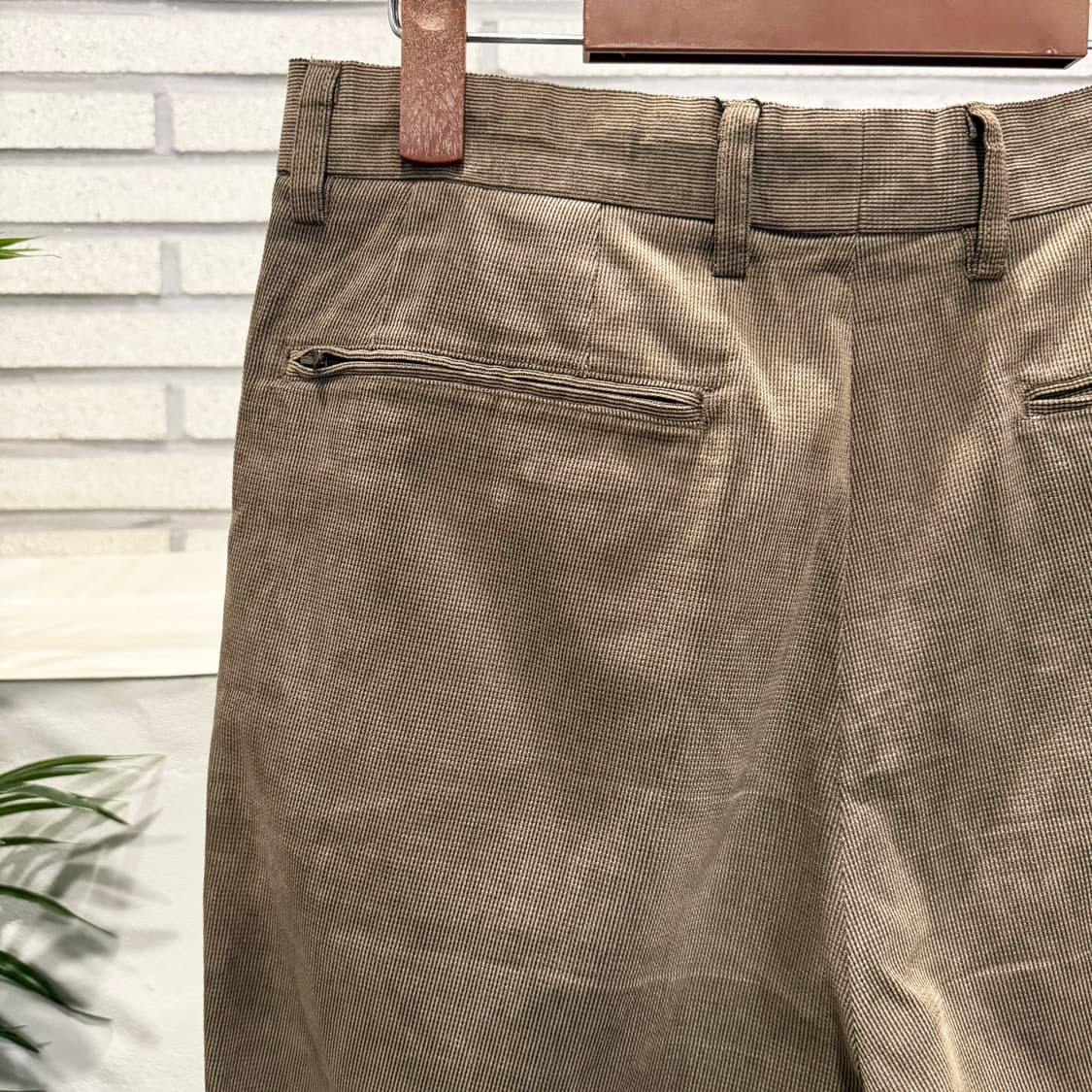 JPN VINTAGE 클래식 와플 리브드 슬랙스 소프트터치 디테일 브라운 상품이미지6