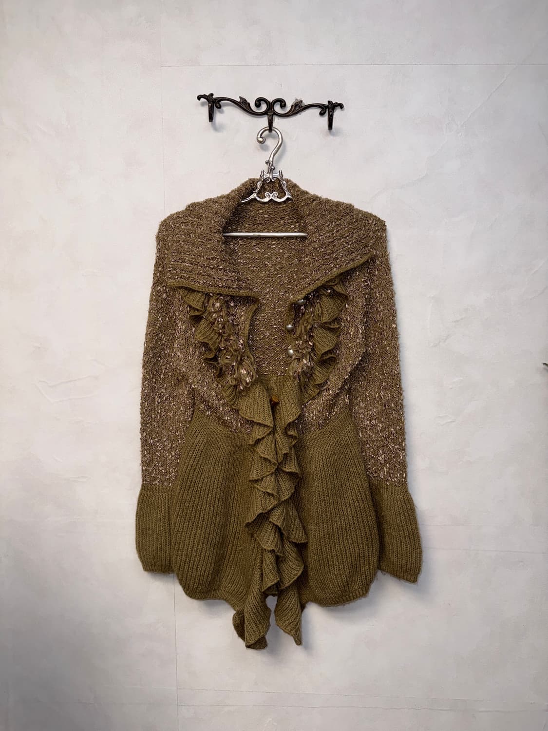 Beige grunge fairy ruffle duffle 가디건  상품이미지1