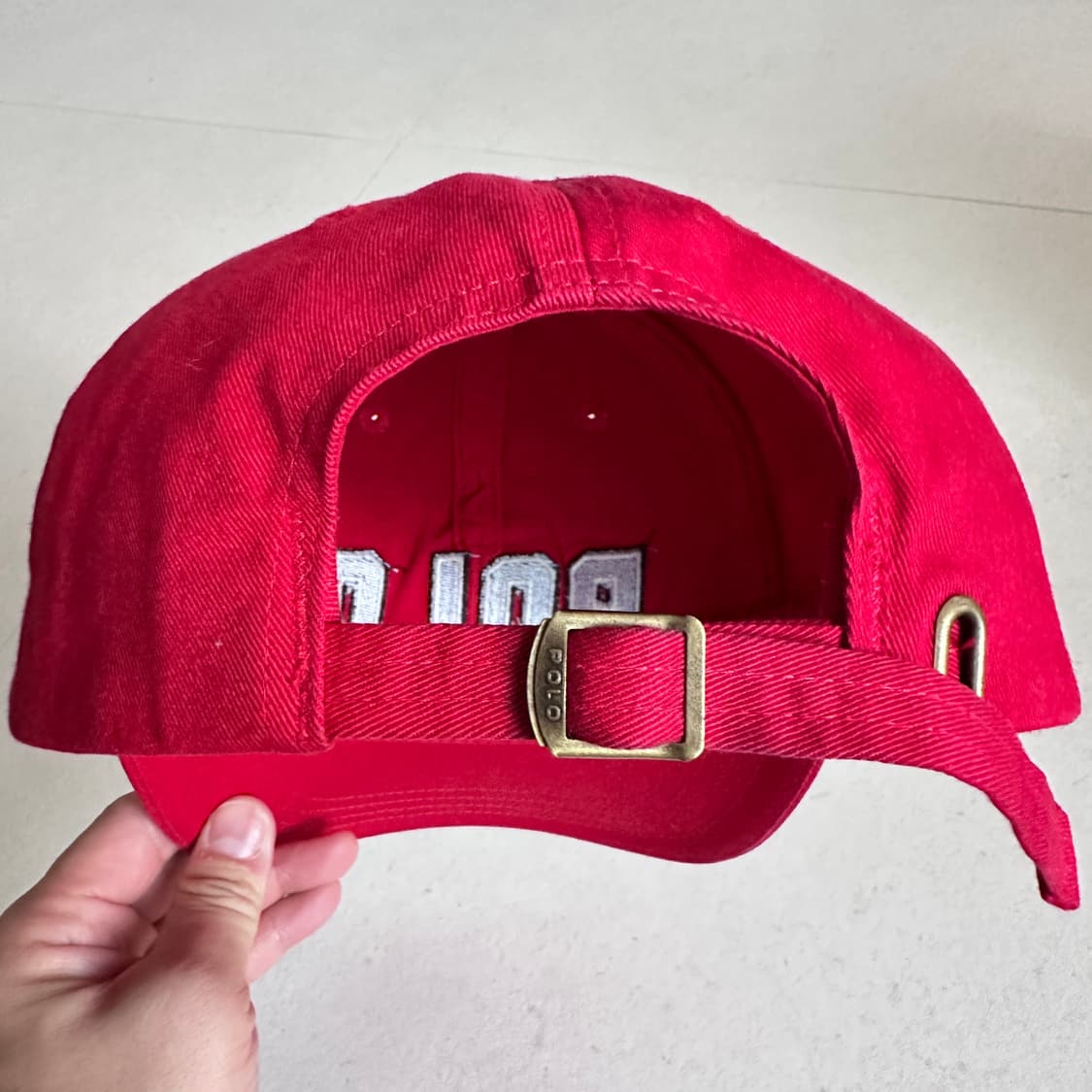 90s 폴로 랄프로렌 레드 POLO 레터링 볼캡 상품이미지4