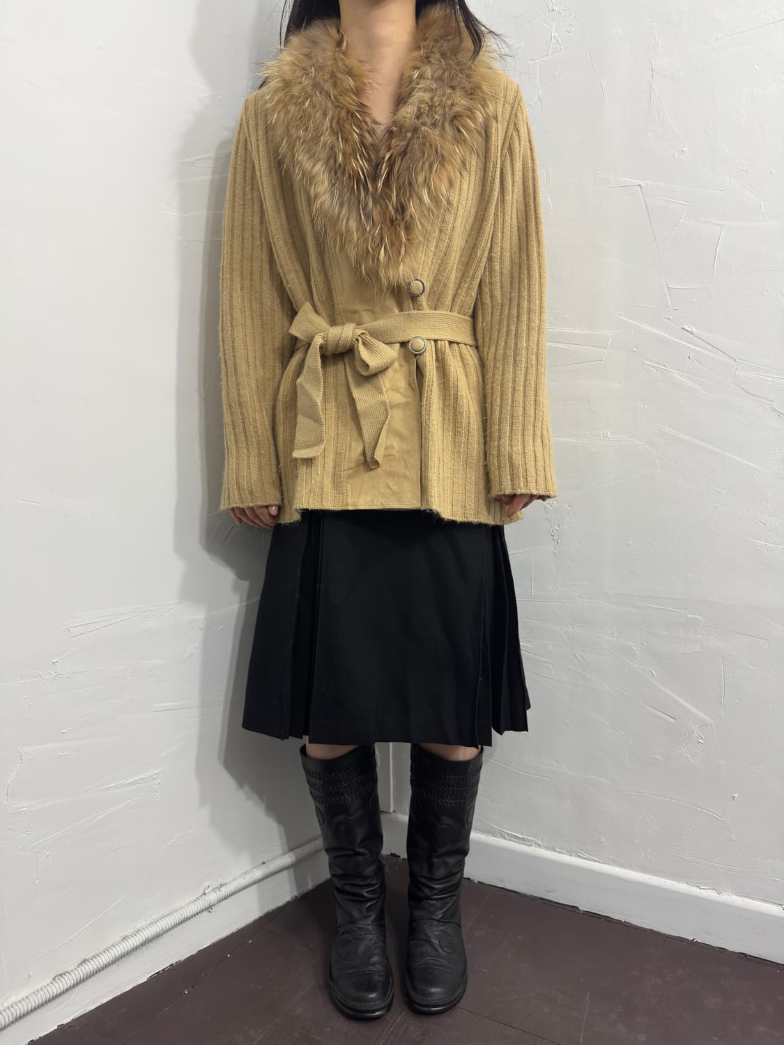 Courreges fur wool cardi coat 상품이미지2