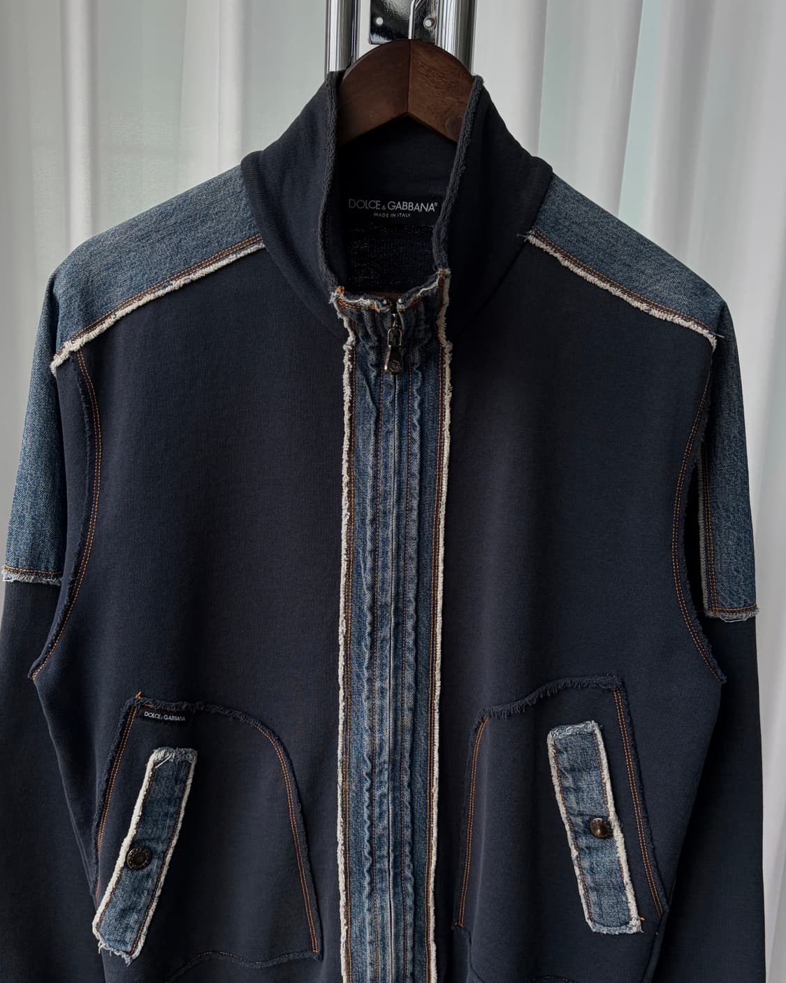 [M-L]돌체앤가바나 정품 인디고 데님 데미지 코튼 집업 상품이미지4