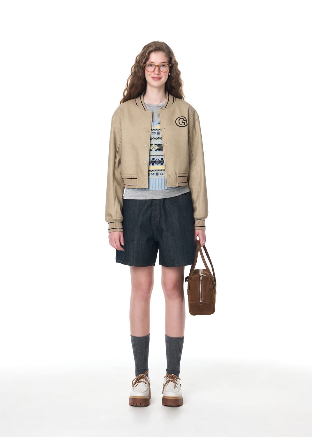 그로브GROVE G로고 레더 점퍼 상품이미지3