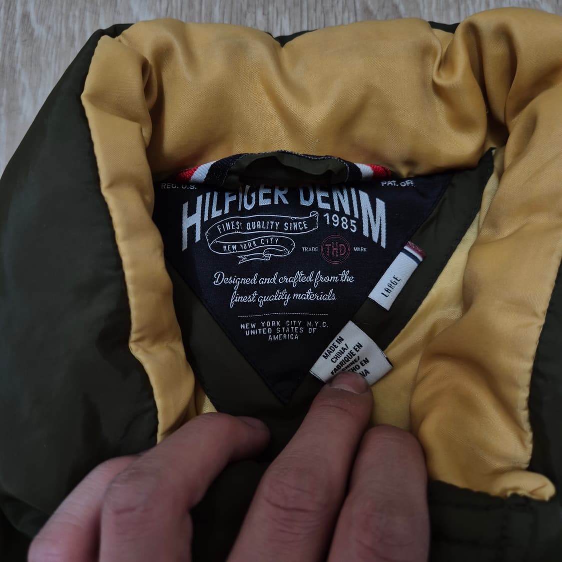 타미힐피거 데님 남성 다운 카키 패딩 조끼 L(100) 상품이미지6