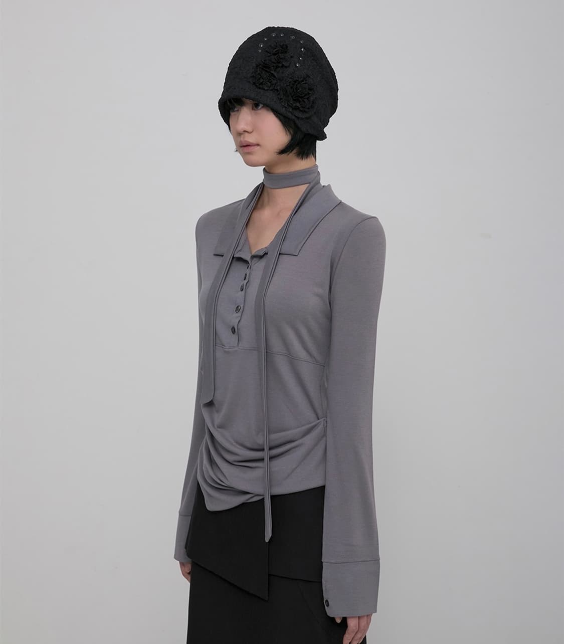 (새상품) flareup 플레어업 블랙 플라워 러플 비니 상품이미지4