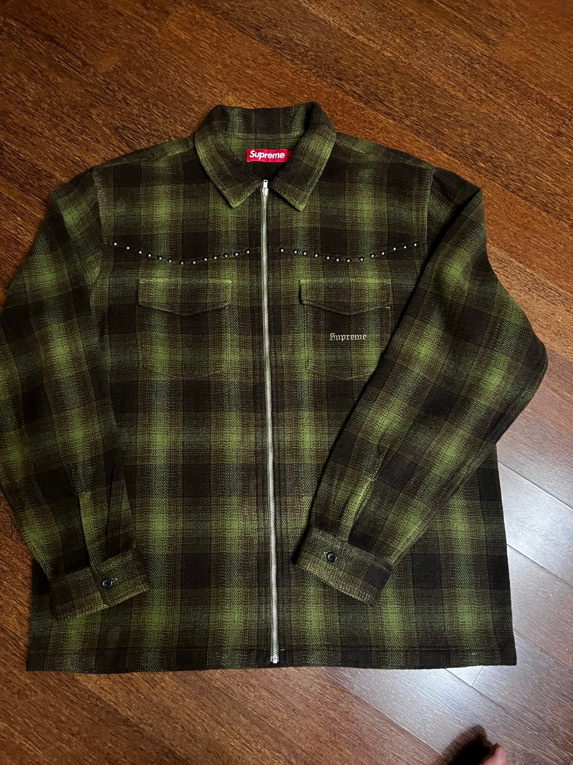 [XL] 슈프림 스터드 플레이드 집업 셔츠 상품이미지1